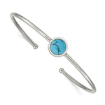 Load image into Gallery viewer, Stainless Steel Polished w/Reconstructed Turquoise Flexible Cuff BangleSRB2573
