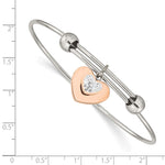 Load image into Gallery viewer, Stainless Steel Polished Rose IP-plated w/Preciosa Crystal Hearts BangleSRB2575
