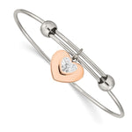 Load image into Gallery viewer, Stainless Steel Polished Rose IP-plated w/Preciosa Crystal Hearts BangleSRB2575
