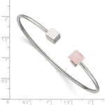 Load image into Gallery viewer, Stainless Steel Polished with Rose Quartz Flexible BangleSRB2576
