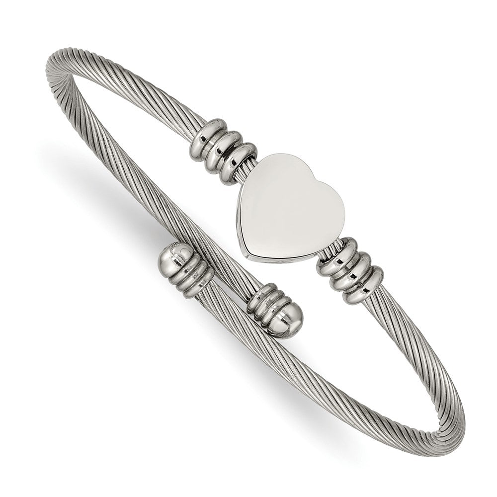 Stainless Steel Polished Heart Flexible BangleSRB2579