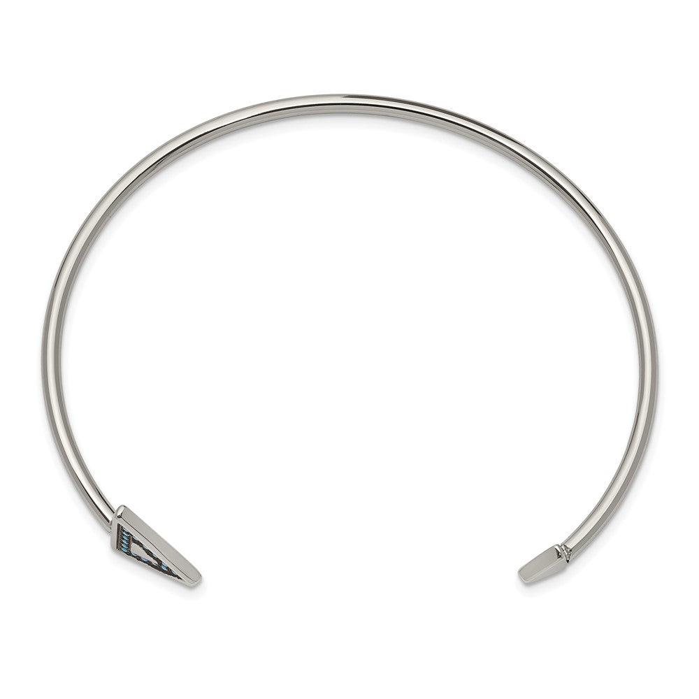 Stainless Steel Polished with Reconstructed Turquoise Triangle BangleSRB2582