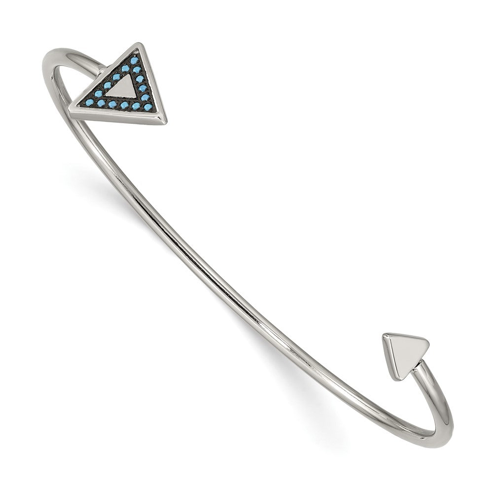 Stainless Steel Polished with Reconstructed Turquoise Triangle BangleSRB2582
