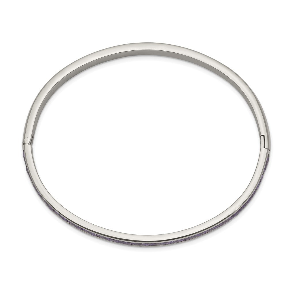 Stainless Steel Polished with Purple CZ 5.00mm Hinged BangleSRB2583
