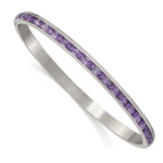 Load image into Gallery viewer, Stainless Steel Polished with Purple CZ 5.00mm Hinged BangleSRB2583
