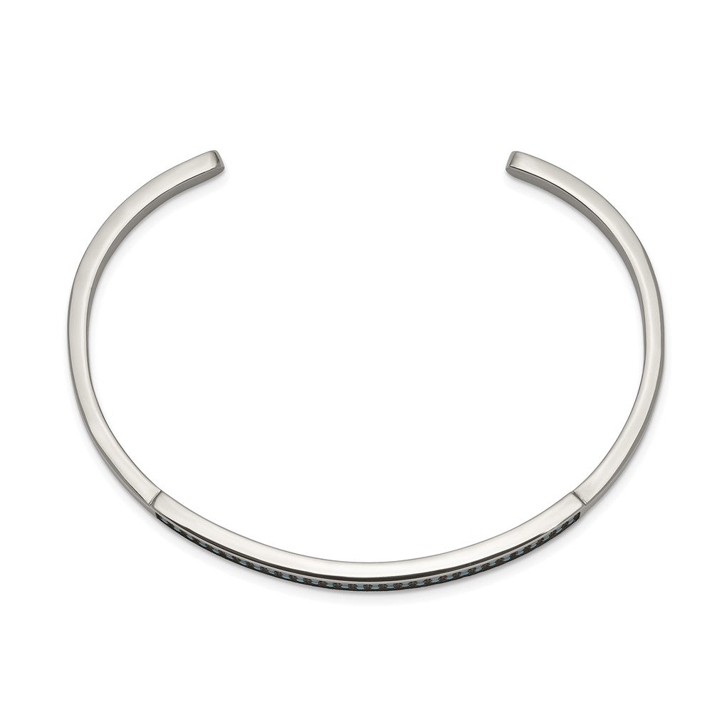 Stainless Steel Polished w/Reconstructed Turquoise 5.00mm Cuff BangleSRB2584