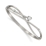 Load image into Gallery viewer, Stainless Steel Polished Heart CZ Hinged BangleSRB2587
