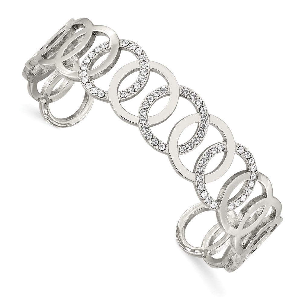 Stainless Steel Polished with Swarovski Crystals 14.50mm Circles BangleSRB2589