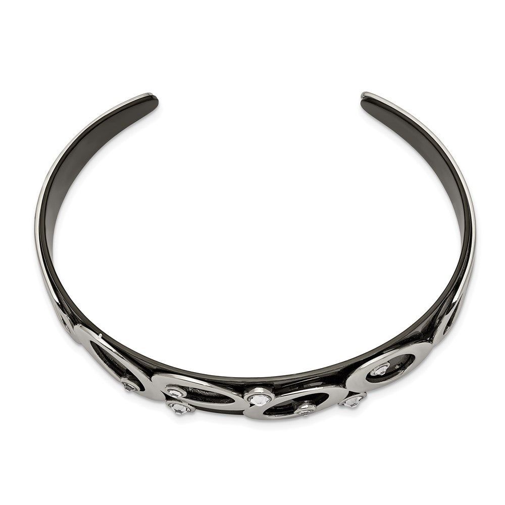 Stainless Steel Polished Black IP w/Swarovski Crystal 15.00mm BangleSRB2590