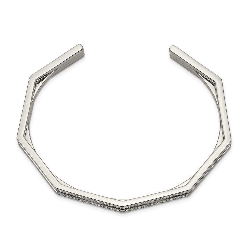 Stainless Steel Polished with Crystals from Swarovski 7.00mm Cuff BangleSRB2592