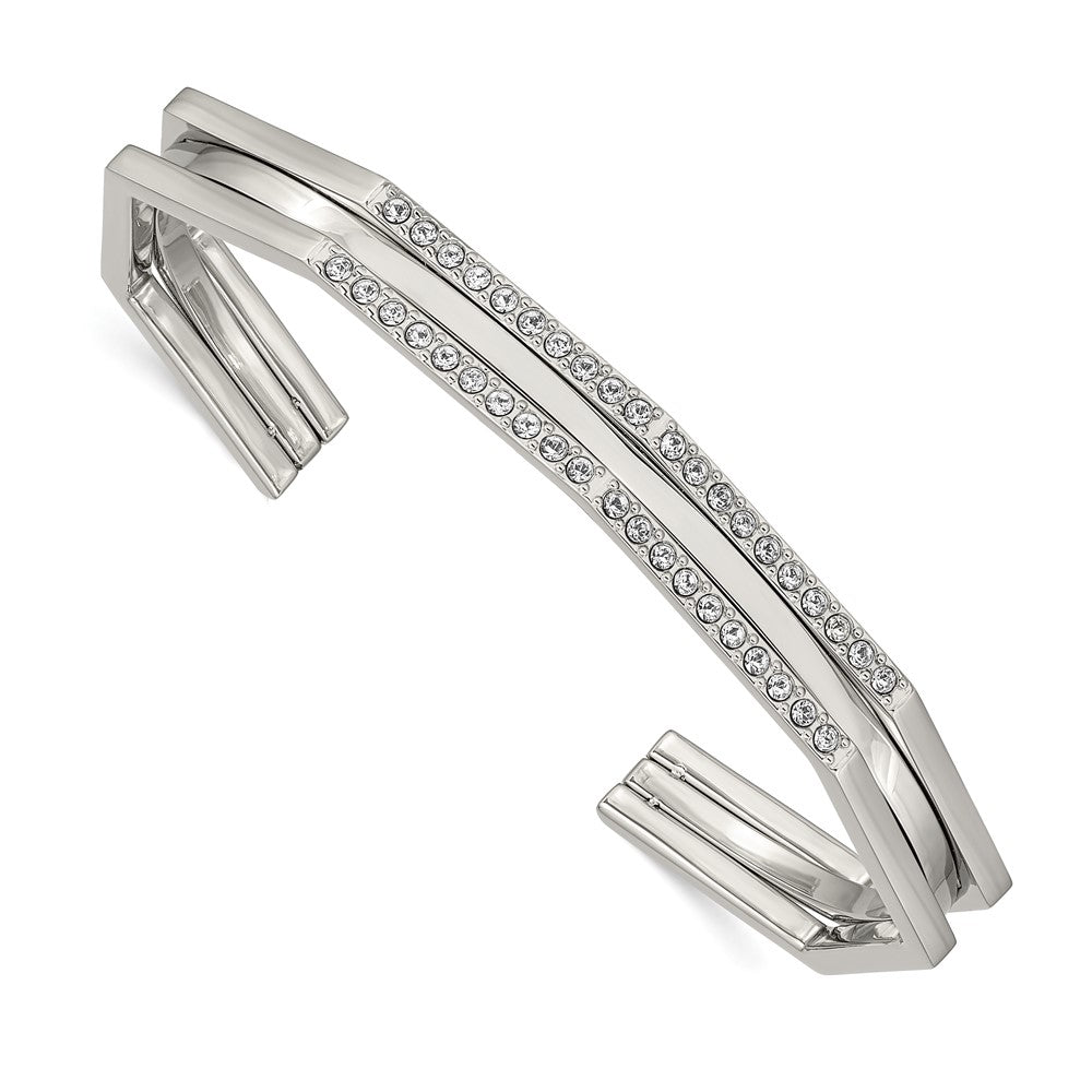 Stainless Steel Polished with Crystals from Swarovski 7.00mm Cuff BangleSRB2592