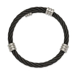 Load image into Gallery viewer, Stainless Steel Brushed and Polished Black IP Wire Flexible BangleSRB2593
