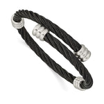 Load image into Gallery viewer, Stainless Steel Brushed and Polished Black IP Wire Flexible BangleSRB2593

