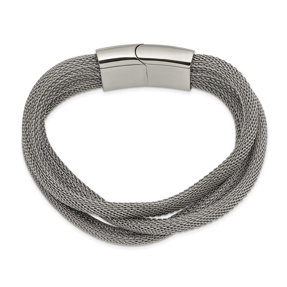 Stainless Steel Polished Mesh 3-Strand 7.5in BraceletSRB2595-7.5