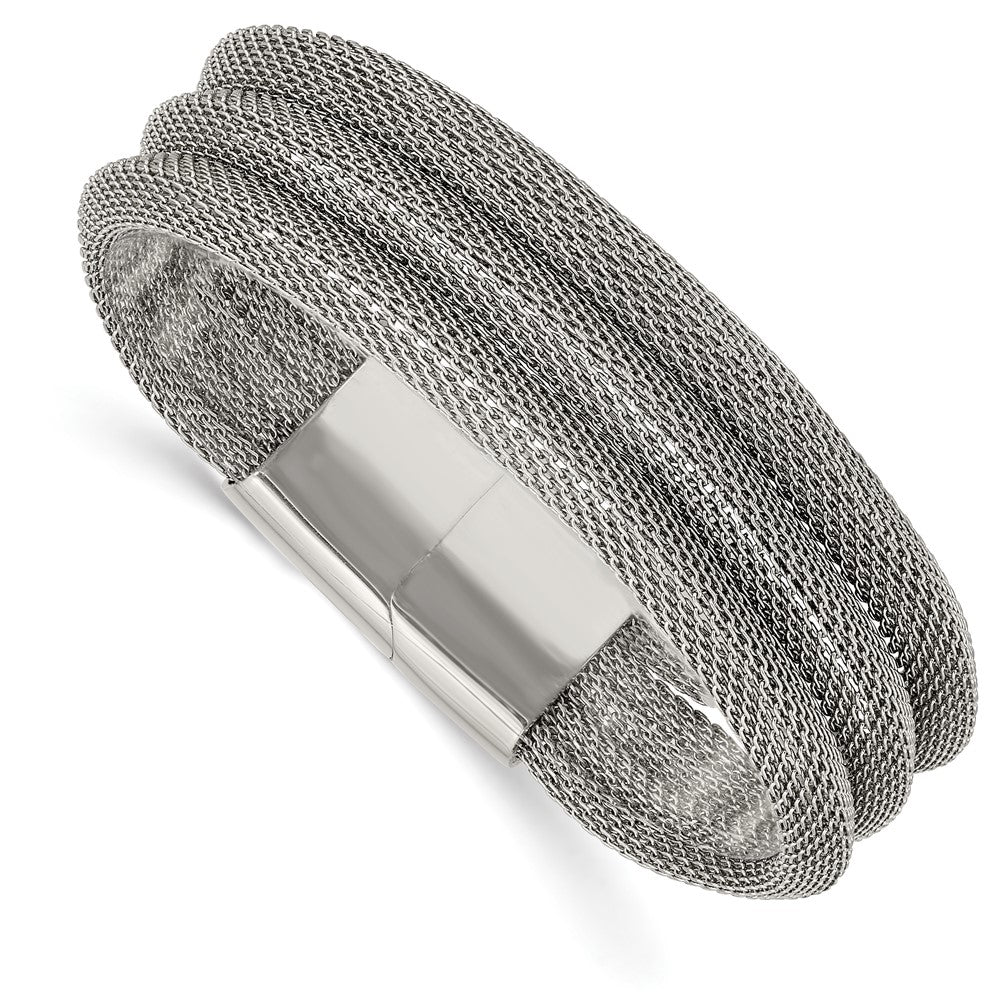 Stainless Steel Polished Mesh 3-Strand 7.5in BraceletSRB2595-7.5