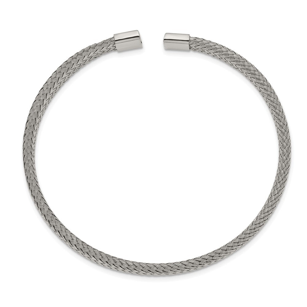 Stainless Steel Polished 6.00mm Mesh Wire Cuff BangleSRB2598