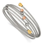 Load image into Gallery viewer, Stainless Steel Polished Rose and Yellow IP-plated Flexible Coil BangleSRB2604
