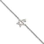 Load image into Gallery viewer, Stainless Steel Polished with Swarovski Crystals 7.5in w/1in ext. Star BracSRB2609-7.5
