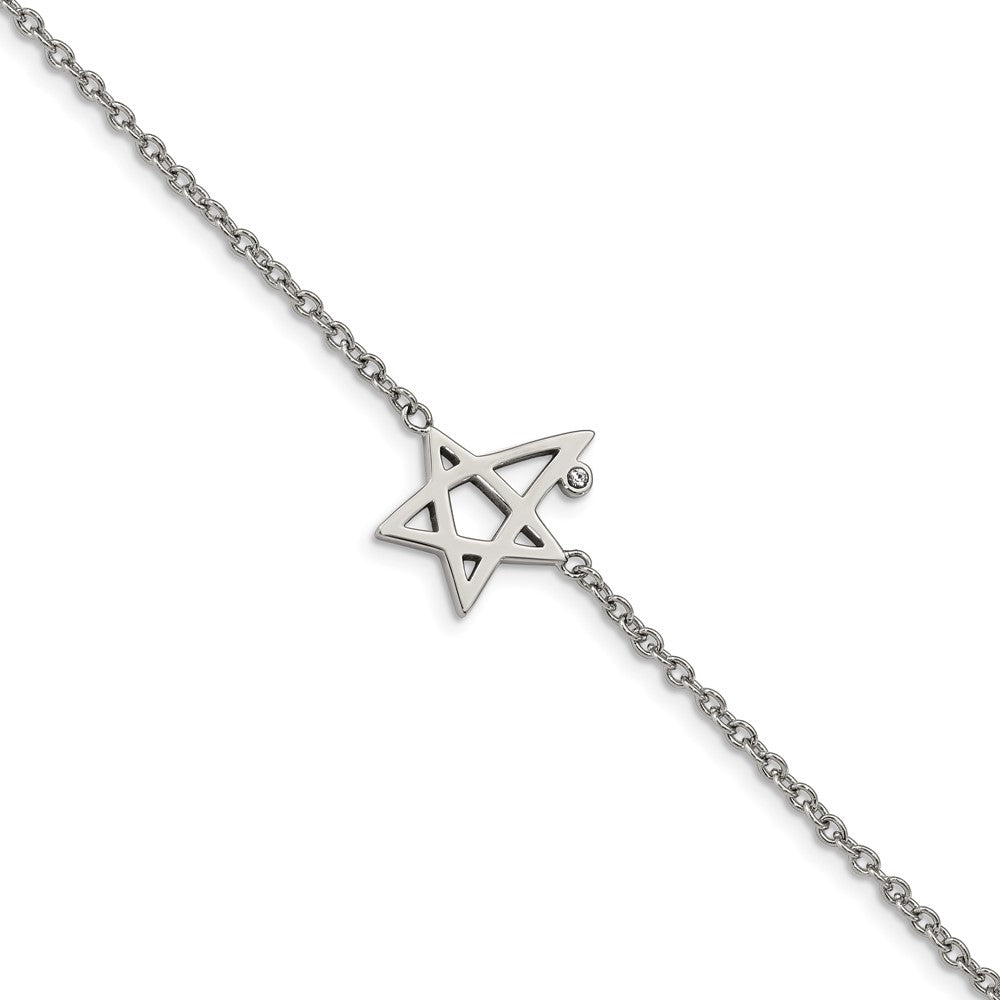 Stainless Steel Polished with Swarovski Crystals 7.5in w/1in ext. Star BracSRB2609-7.5