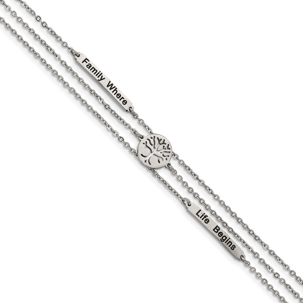 Stainless Steel Polished Enameled Family Tree 7in w/1in ext. BraceletSRB2610-7