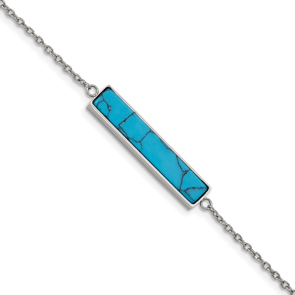 Stainless Steel Polished w/Reconstructed Howlite w/1.25in ext. BraceletSRB2613-6.25