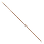 Load image into Gallery viewer, Stainless Steel Polished Rose IP with CZ Heart 6.25in w/2in ext. BraceletSRB2615-6.25
