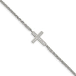 Load image into Gallery viewer, Stainless Steel Polished with CZ Cross 6.25in with 2in ext. BraceletSRB2617-6.25
