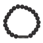 Load image into Gallery viewer, Stainless Steel Brushed Black-plated Medical ID Blk Agate Stretch BraceletSRB2628
