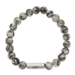 Load image into Gallery viewer, Stainless Steel Polished Medical ID Lotus Jasper Bead Stretch BraceletSRB2629
