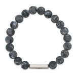 Load image into Gallery viewer, Stainless Steel Brushed Enamel Medical ID Labradorite Bead Stretch BraceletSRB2631
