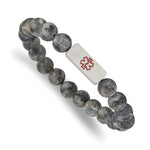 Load image into Gallery viewer, Stainless Steel Brushed Enamel Medical ID Labradorite Bead Stretch BraceletSRB2631
