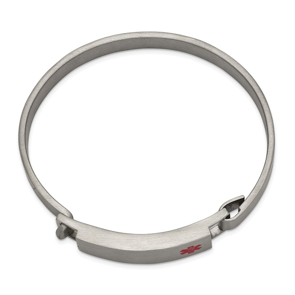 Stainless Steel Brushed w/ Red Enamel 8.00mm Medical ID BangleSRB2636