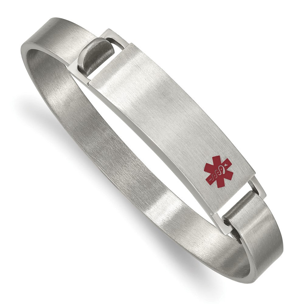 Stainless Steel Brushed w/ Red Enamel 8.00mm Medical ID BangleSRB2636