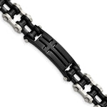 Load image into Gallery viewer, Stainless Steel Polished Black IP-plated Cross 9in ID BraceletSRB2646-9
