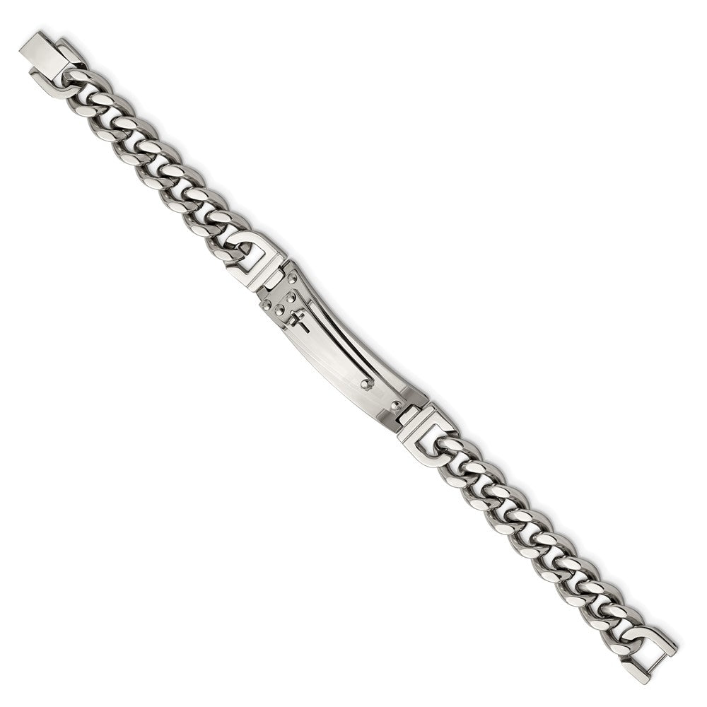 Stainless Steel Polished Cross 8.25in ID BraceletSRB2647-8.25