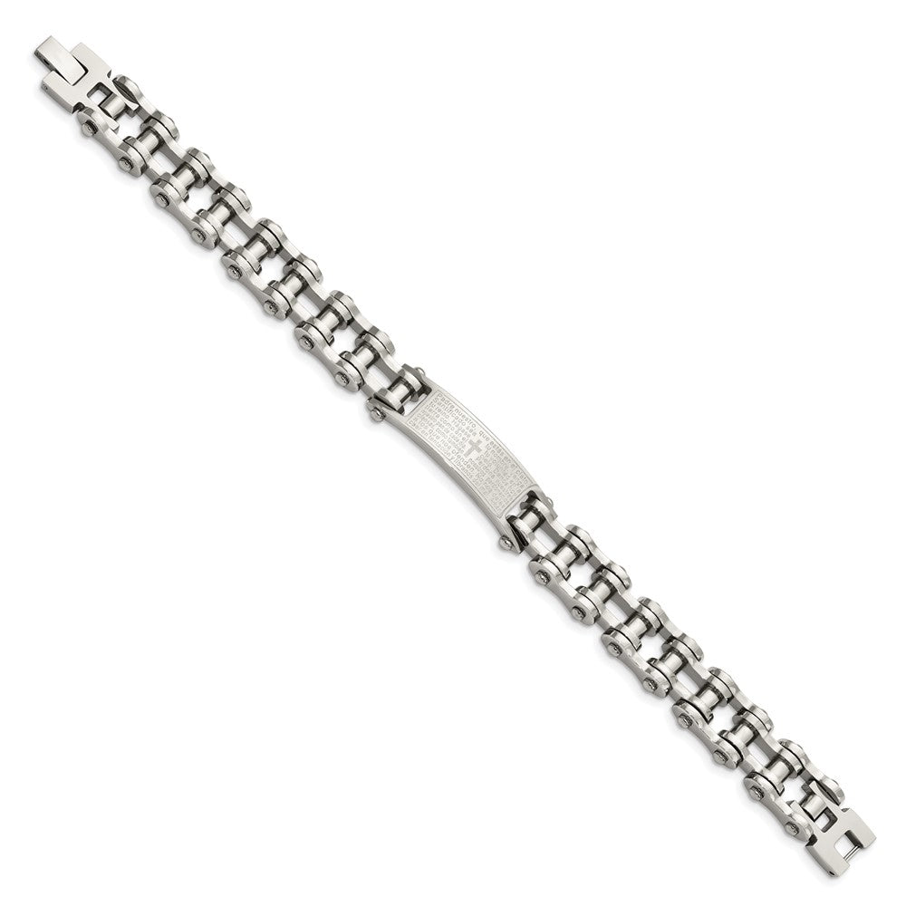 Stainless Steel Polished Spanish Lord's Prayer 9in Link BraceletSRB2648-9