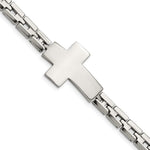 Load image into Gallery viewer, Stainless Steel Polished Cross 8in Link BraceletSRB2650-8
