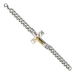 Load image into Gallery viewer, Stainless Steel Polished Yellow IP-plated Crucifix 8in BraceletSRB2654-8
