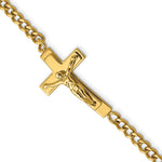 Load image into Gallery viewer, Stainless Steel Polished Yellow IP-plated Crucifix 8in BraceletSRB2655-8
