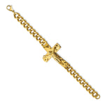 Load image into Gallery viewer, Stainless Steel Polished Yellow IP-plated Crucifix 8.25in BraceletSRB2658-8.25
