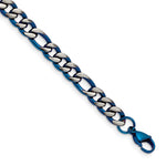 Load image into Gallery viewer, Stainless Steel Brushed and Polished Blue IP-plated 7.5mm 8.5in BraceletSRB2659-8.5
