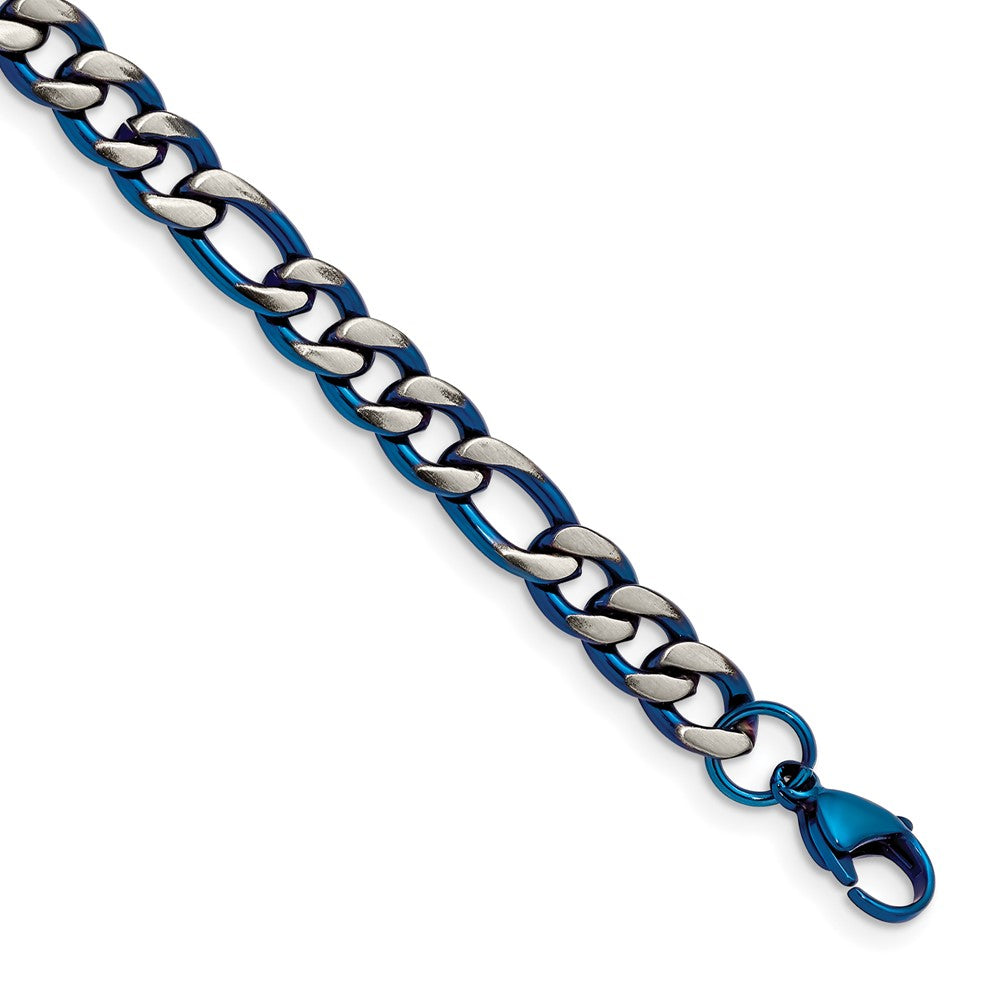 Stainless Steel Brushed and Polished Blue IP-plated 7.5mm 8.5in BraceletSRB2659-8.5