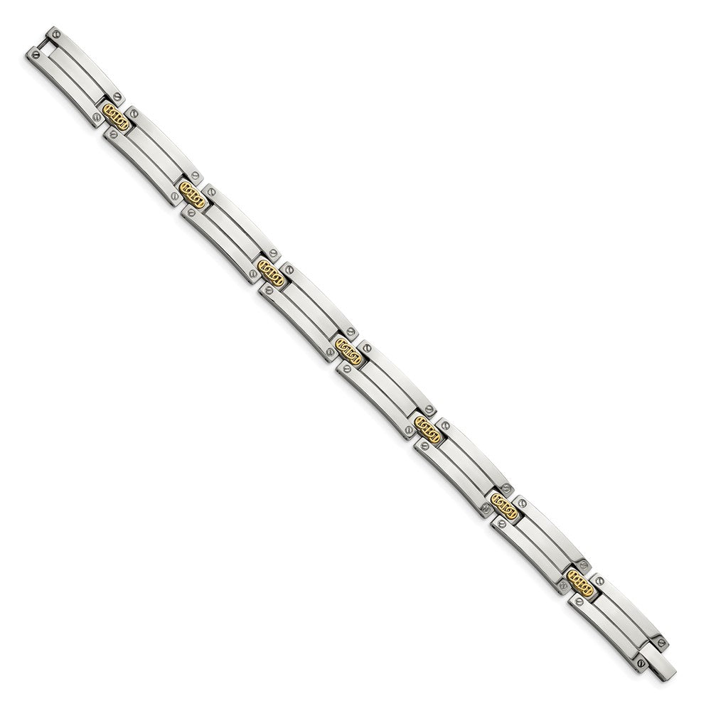 Stainless Steel w/14k Accent Polished 8.5in Link BraceletSRB2660-8.5