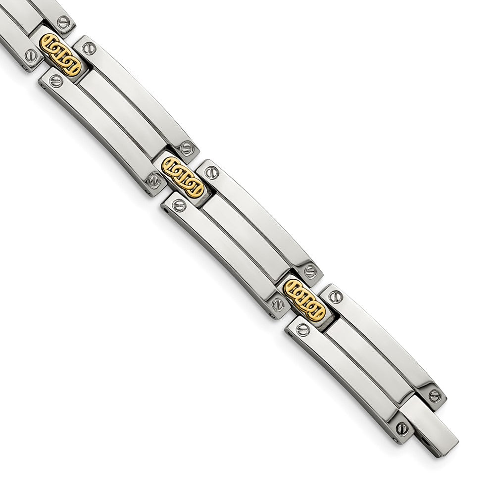 Stainless Steel w/14k Accent Polished 8.5in Link BraceletSRB2660-8.5