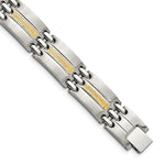 Load image into Gallery viewer, Stainless Steel w/14k Accent Brushed and Polished 8.5in Link BraceletSRB2661-8.5
