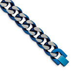 Load image into Gallery viewer, Stainless Steel Brushed and Polished Blue IP-plated 14mm 8.5in BraceletSRB2663-8.5
