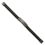Load image into Gallery viewer, Stainless Steel Brushed &amp; Polished GunMetal IP Black Rubber 8.5in BraceletSRB2665-8.5
