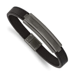 Load image into Gallery viewer, Stainless Steel Brushed &amp; Polished GunMetal IP Black Rubber 8.5in BraceletSRB2665-8.5
