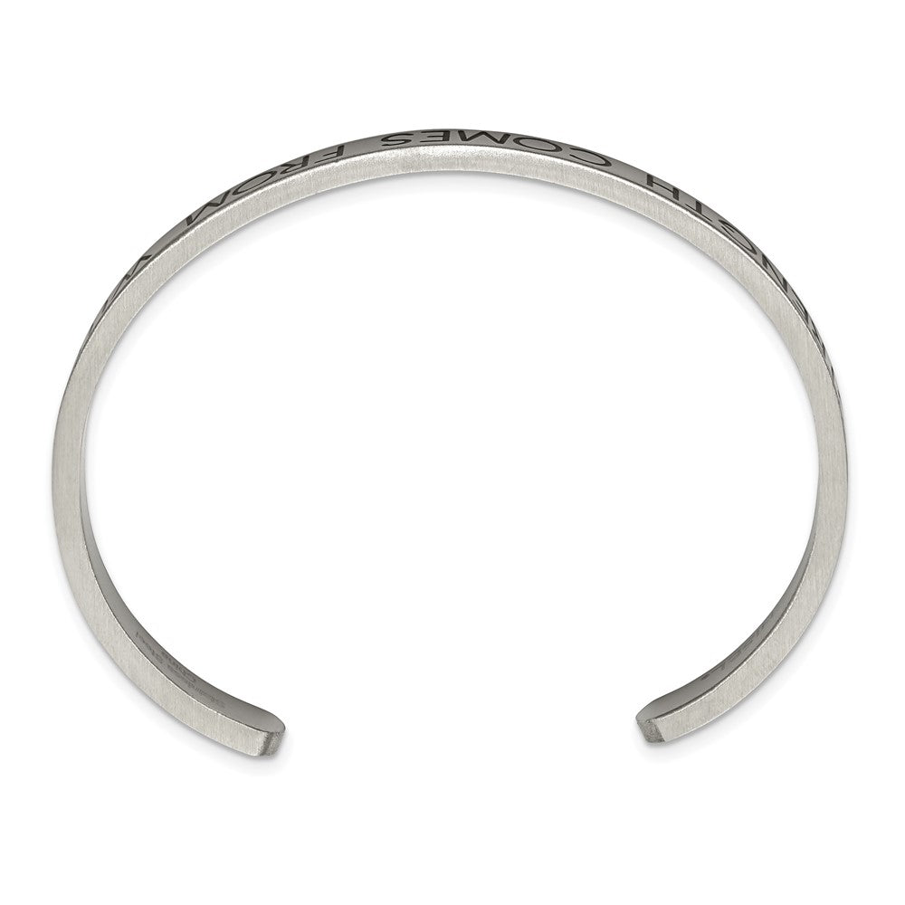 Stainless Steel Brushed STRENGTH COMES. 6mm Cuff BangleSRB2685