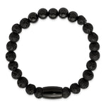 Load image into Gallery viewer, Stainless Steel Polished Black IP-plated Lava Stone Stretch BraceletSRB2711
